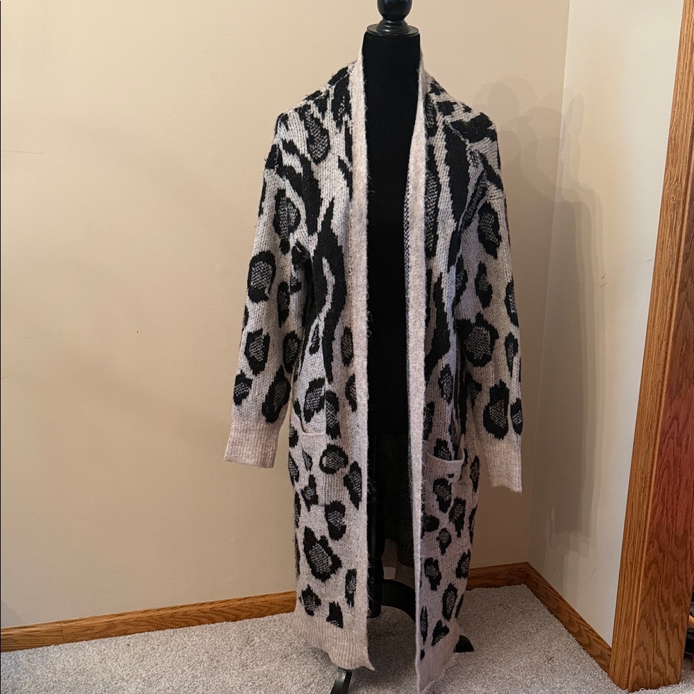 Express Black and Cream Animal Print Cardigan